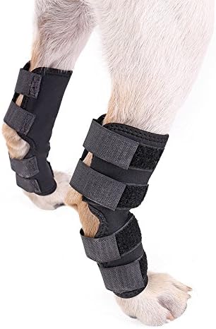 Xhonp New Pet Knee Pads Dog Support Brace for Hind Leg Hock Joint Wrap ACL/CCL Breathable Injury Recover Legs Dog Protector Support (Pair)