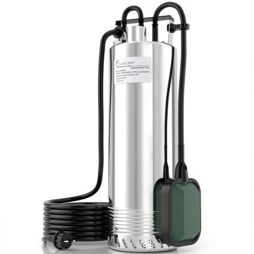LANCHEZ 1500 W Submersible Pump with Float, Flow Rate: 6800 l/h Submersible Pressure Pump, Maximum Head 60 m, Submersible Depth Max. 16 m, Water Pump for Cellars, Agriculture, Horticulture