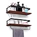 YASASHELF Floating Shelves Wall Mounted, Rustic Wood Wall Shelves for Bathroom, Kitchen, Living Room, Bedroom, Office etc. - Set of 2 Brown