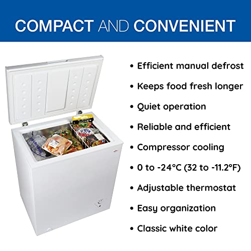 Koolatron Compact Chest Freezer, 5.0 cu ft (155L), White, Manual