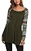 POGTMM Women's Casual Round Neck Geometric Basic T-shirts Swing Long Sleeve Tunic Tops Plus Size