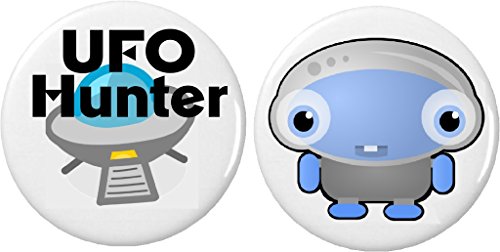 Set 2 UFO Hunter Alien 2.25" Bottle Openers w/ Keyring Extraterrestrial Space