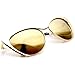 zeroUV - Womens Fashion Full Metal Color Mirrored Lens Cat Eye Sunglasses