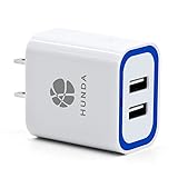 Wall Charger Adapter, HUNDA 17W Dual Port Smart Charger Compatible iPhone Xs MAX XR X 8 8Plus iPad Samsung Kindle Tablet and Other All USB Device.