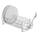 mDesign Kitchen Sink Dish Drainer – Small Metal and Plastic Dish Rack for Kitchen Sink – Ideal for Plates and Cutlery Basket – Chrome/Clear