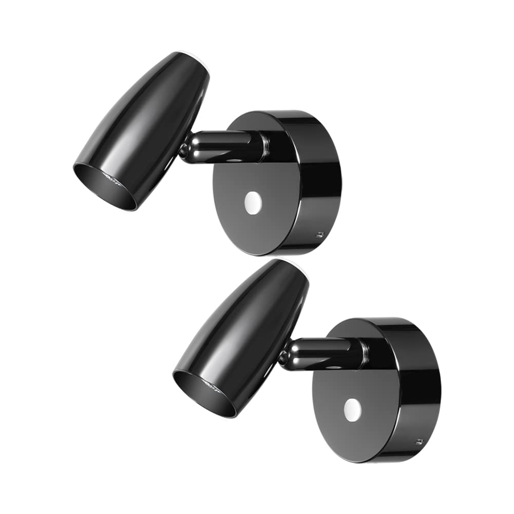 Obeaming 2 x Reading Light 12V Swivel LED Campervan Spotlight with Quick USB Charger & Blue Nightlight, Caravan Boat Travel Trailer Van Bed Reading Light, 12-24VDC Hard-Wired, Gloss Black