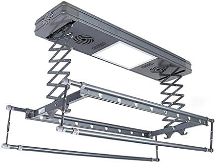 物干しラック Ledライト付き天井取り付け物干しラック インテリジェントリモートコントロールリフト伸縮式物干し
