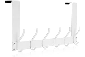 Uross Foldable Over The Door Hooks, Heavy Duty Over Door Hanger, Behind The Door Hook Rack for Hanging Jackets Coats Hoodies Towels Scarfs Clothes Hats Handbags Backpacks -White