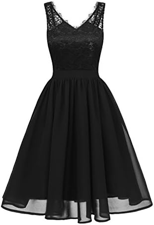 EvoLand Womens Floral Lace Chiffon Wedding Bridesmaid Evening Party Dress