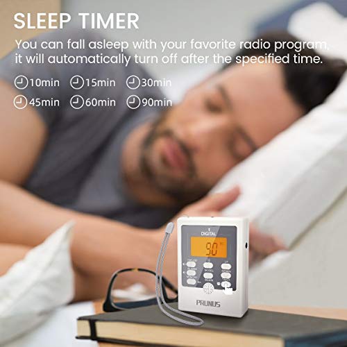 image for J-157 Portable Pocket AM/FM Radio, Mini Alarm Clock Radio with Sleep T