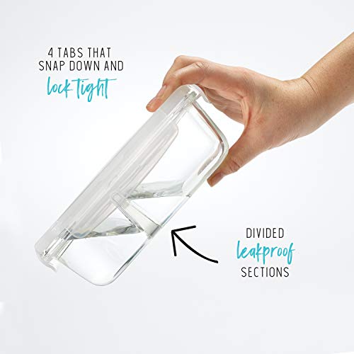 Fit & Fresh Divided Glass Containers, Two Compartments, Containers with