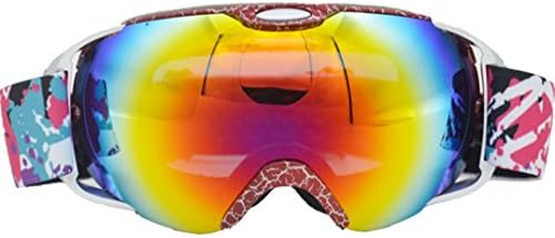 Ski Goggles, Ravifun Over Glasses Skate Snowboard Goggles with Hard Case UV Protection Dual Lens for Men Women & Youth Snowmobile Skiing Skating, Red