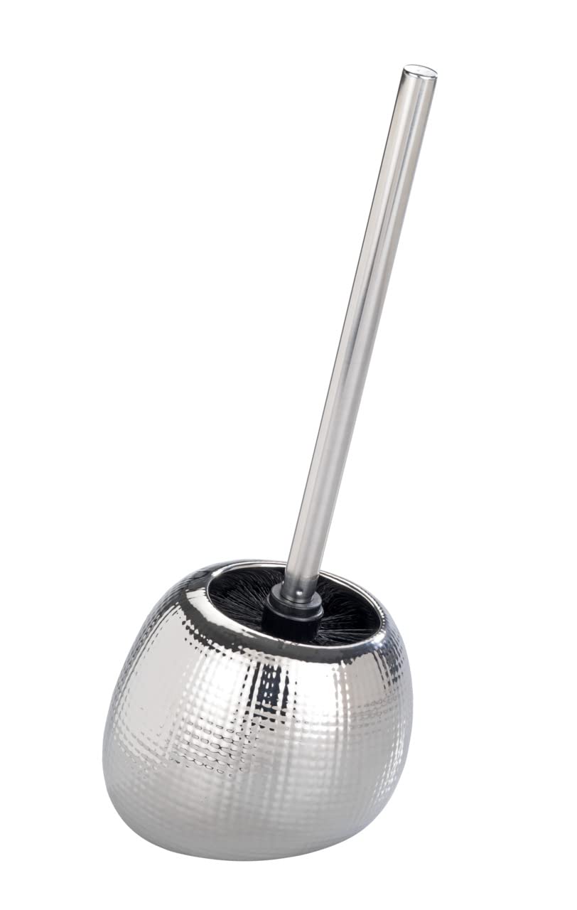 WENKO 22908100 Toilet brush Polaris Nodi Chrome - Toilet brush holder, Ceramic, 15 x 34.5 x 14.5 cm, Chrome