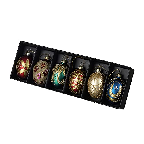 Heaven Sends Ornate Egg Christmas Baubles - Aged Traditional Set of 6 Boxed