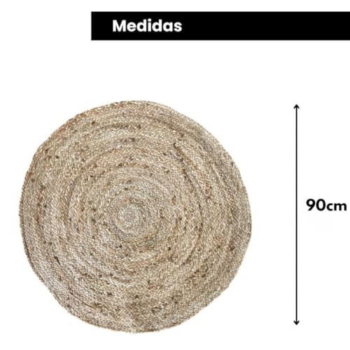 Tapete Juta Fibra Natural Feito a Mão Redondo Sala Quarto Entrada Decorativo Trançado Artesanal (Pequeno)