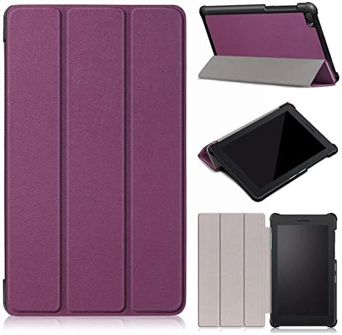 LATINTOUR Compatible with Lenovo Tab E7 Case 7.0 inch Tablet - Ultra Lightweight & Premium PU Leather Case with Kickstand Protective Case Cover for Lenovo Tab E7 TB-7104F 2018 Released -Purple