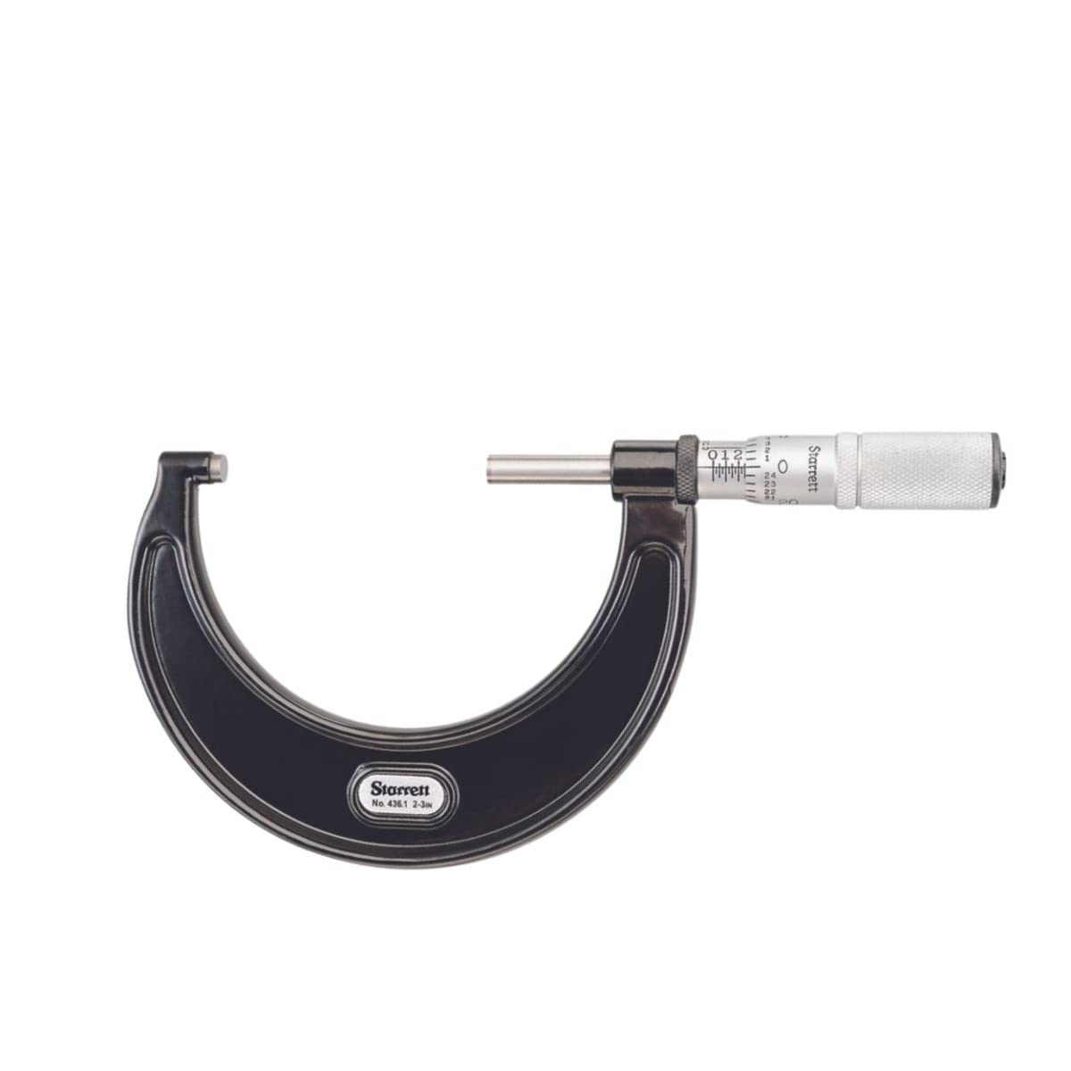 Starrett T436.1XFL-3 Outside Micrometre, Friction Thimble, Lock Nut, Carbide Faces, 2-3" Range, 0.0001" Graduation, +/-0.00005" Accuracy