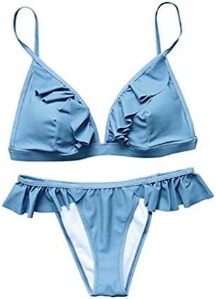 Justin Tope Soft Women's sexy push up Bikini Swimming Bathing Wear blue