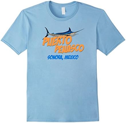 Mens Puerto Penasco Rocky Point Mexico Marlin Tee Shirt WHIMSIM Large Baby Blue