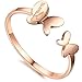BOHG Jewelry Womens Love Stainless Steel Lovely Butterfly Ring Wedding Charming Lady Gril Band Rose Gold Size 7
