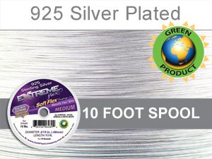 Soft Flex Extreme Flex Beading Wire 925 Sterling Silver .019 Inch 10ft Mini Spool