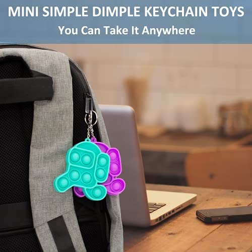 Mini Simple Dimple Fidget It Toy Keychain 2 Pack Mini Fidget Simple Dimple Bubble Pop Toys Silicone Squeeze Fidget Toys Keychain Small Sensory Fidget Toys for Kids Adults (Run Purple+Run Green)