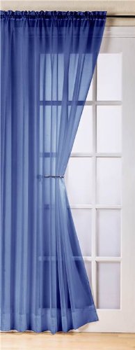 Navy Blue Voile Panel Curtains Trent Slot Rop Top 59 X48