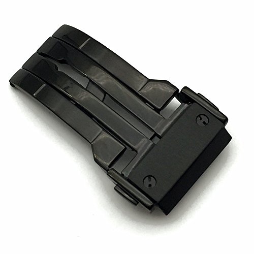 24mm Black Stainless Steel Butterfly Deployment Watch Strap Silver Buckle Wristband Parts Fit HUBLOT