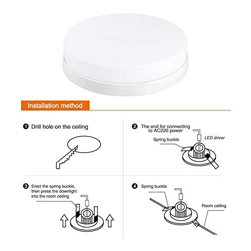 Badkamerlamp 18 W 1440 lm 6500 K koel wit Φ15,5 * 4,3 cm plafondlamp met inbouw LED voor slaapkamer, badkamer, keuken… - Afbeelding 3