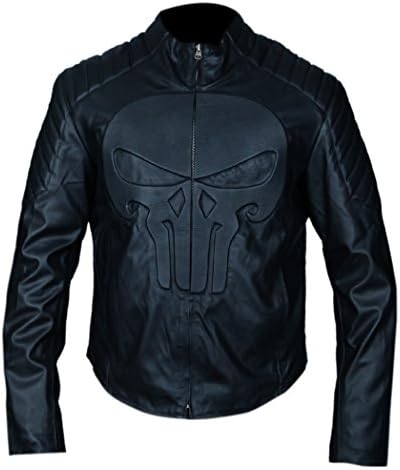 theSkinShop Frank Castle Thomas Jane Punisher Skull Black Leather Biker Jacket