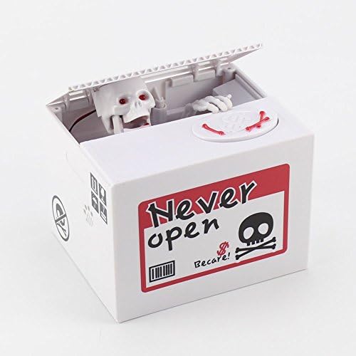 eSmart Automated Ghost Skull Stealing Coin Money Bank Piggy Bank Saving Money Box (White)