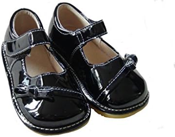 Girls Black Patent Shoes Toddler First Walker Shoes Girls Leather Squeaky Shoes UK Size 3 to 8 F Fitting