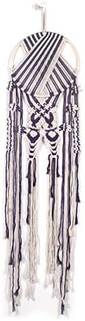 Boho Macrame Wall Hanging Tapestry, Gray and white Handmade weave Decor Art with Cotton rope Lace tassel for Wedding living room bedroom Hom [Energy Class A]