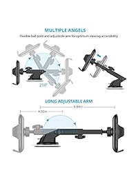 VickEED - Soporte universal para coche para salpicadero, parabrisas, brazo largo ajustable, fuerte ventosa, para iPhone X XS Max XR 8 Plus, Samsung Galaxy S10 S9 Note 9