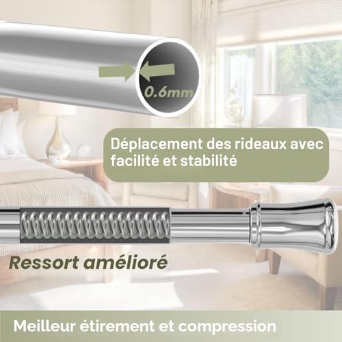Tension Rod for Shower Curtain Rod, Heavy Duty Telescopic Shower Curtain Rod, Stainless Steel, Bathroom Cabinet, Silver, 85-160cm