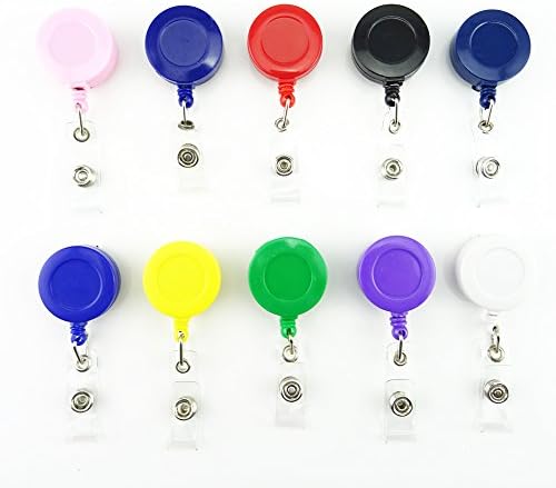 Honbay 10 Pcs of Retractable Reels with Metal Belt Clip, Premium Carabiner Badge Holder Reels Badge Strap for ID Badge Holders Key Cards (Multi-colored)