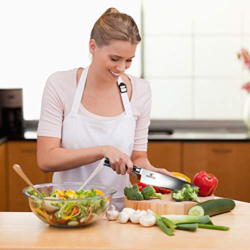 Professional Chef Knife- Soufull 8 inch High Carbon Stainless Steel Kitchen Knife-Razor Sharp Durable Blade&Ergonomic Pakka Wood Handle-Guard Included