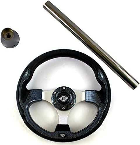 Carts Gone Wild E-Z-GO RXV Golf Cart Steering Wheel Kit, Classic Carbon Fiber Style