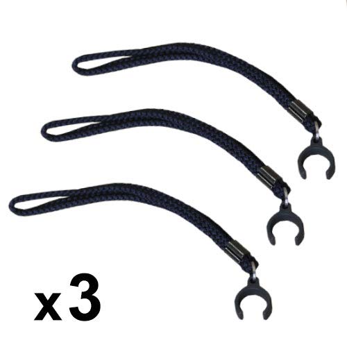 KMINA Walking Stick Wrist Strap for 19-22 mm Tubes (x3 units), Adjustable Clip for Cane, Nylon, Black