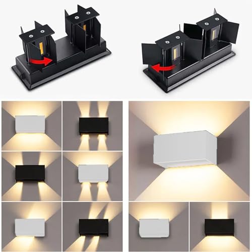 Voltix 24W LED Wall Light, IP65 Waterproof, Outdoor Wall Light Adjustable Beam Light, Indoor/Outdoor Wall Lamp for Home and Garden (Natural Light – 4000 K, White)