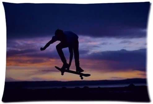 Soft Pillow Case Cover Decorative Sofa Throw Pillow 2030 inch (Twin Sides) Zippered Pillowcase Skateboard Sunset Pattern Popular Design Gift Fans Valentine's Day