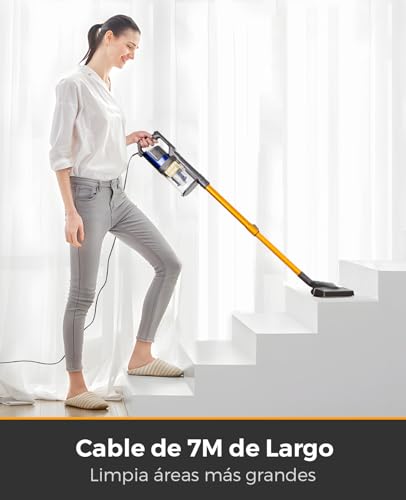 VACTechPro 60KPa/680W/7M Vacuum Cleaner, Corded Vacuum Cleaner | 800ML Trash Bin, Vacuum Cleaner with Ergonomic Handle Design, Corded Vacuum Cleaner for Hard Floors