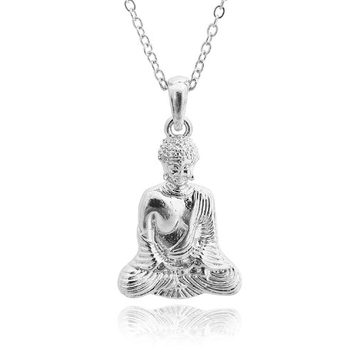 "serenity now" meditating buddha necklace (si…