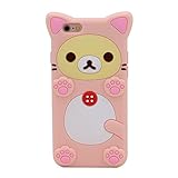 iPhone 6S Plus Case, MC Fashion Super Cute 3D Pink Bear Protective Silicone Case Cover for iPhone 6S Plus (2015) & iPhone 6 Plus (2014) (Rilakkuma)