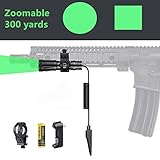 Ulako Green Light 300 Yards Zoomable Single 1 Mode Tactical Flashlight Torch for AR15 Rifle Shotgun Offset Mount