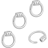 PH PandaHall 4pcs Sterling Silver Locking Jump Rings, 6mm Platinum Connector Ring 18 Gauge Round O Ring Crimp Chainmail Rings for DIY Bracelets Necklaces Pendants Chain Choker Making