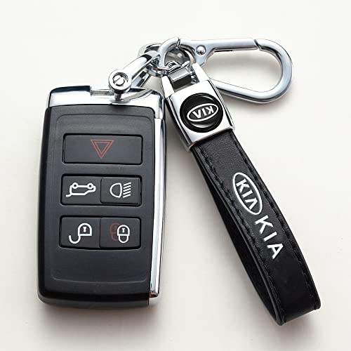 Black Genuine Leather car Keychain Compatible with KIA Soul