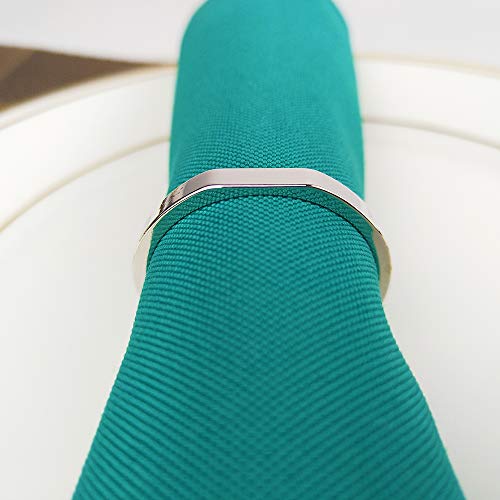 Elehere Wedding Holiday Napkin Rings Set of 8 for Spring Summer Fall Winter, 4 Season Simple Napkin Holder Bukle, Silver