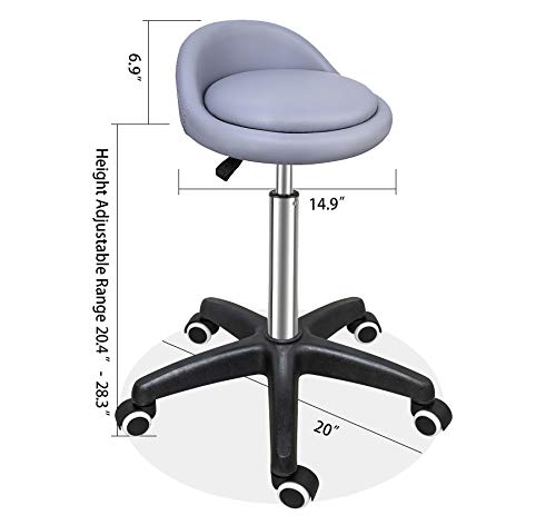 Grace & Grace Professional Gilder Series with Backrest Comfortable Seat Rolling Swivel Pneumatic Adjustable Heavy Duty Stool for Shop, Salon, Office and Home (Classic Quality Nylon Base, Purple)