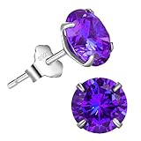 Bella.Vida Womens Sterling Silver June Birthstone Alexandrite Voilet Swarovski Elements Cz Diamond Stud Earrings 2.5cttw